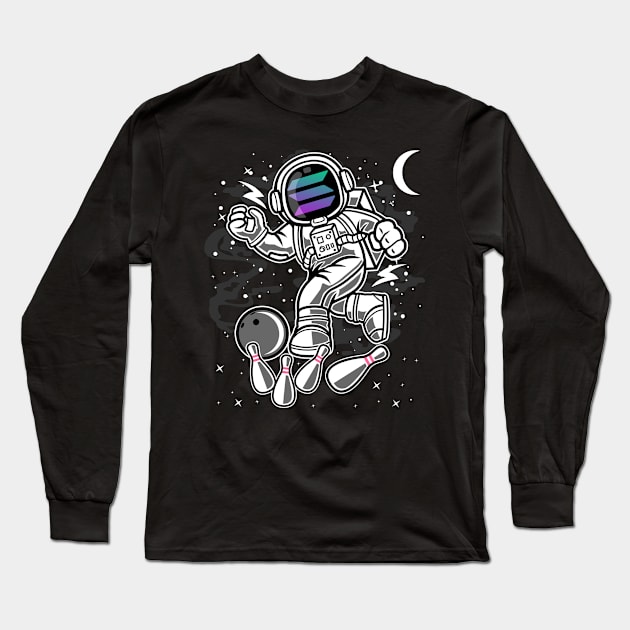 Astronaut Bowling Solana SOL Coin To The Moon Crypto Token Cryptocurrency Blockchain Wallet Birthday Gift For Men Women Kids Long Sleeve T-Shirt by Thingking About